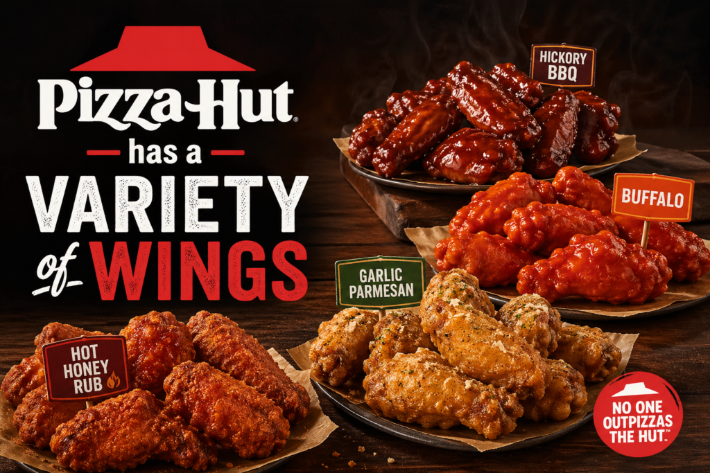 Pizza Hut has a Variety of Wings.